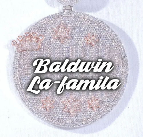 CUSTOM LETTER NECKLACE 3D BIG CROWN DISC sold by The GUU Shop