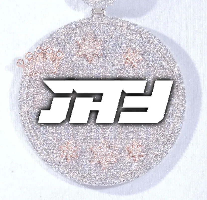 CUSTOM LETTER NECKLACE 3D BIG CROWN DISC sold by The GUU Shop