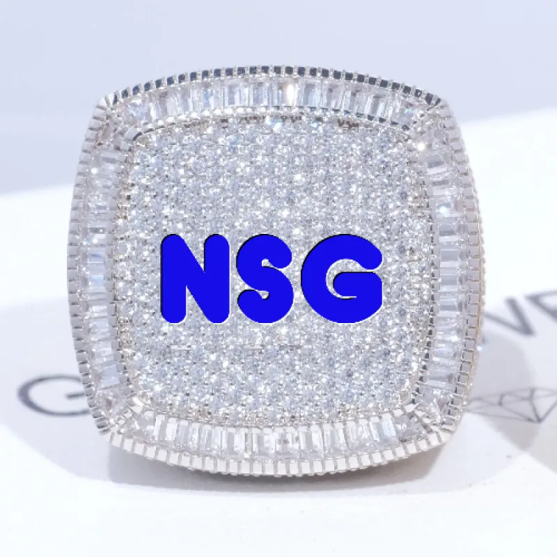 CUSTOM LETTER 3D ICED RING sold by The GUU Shop