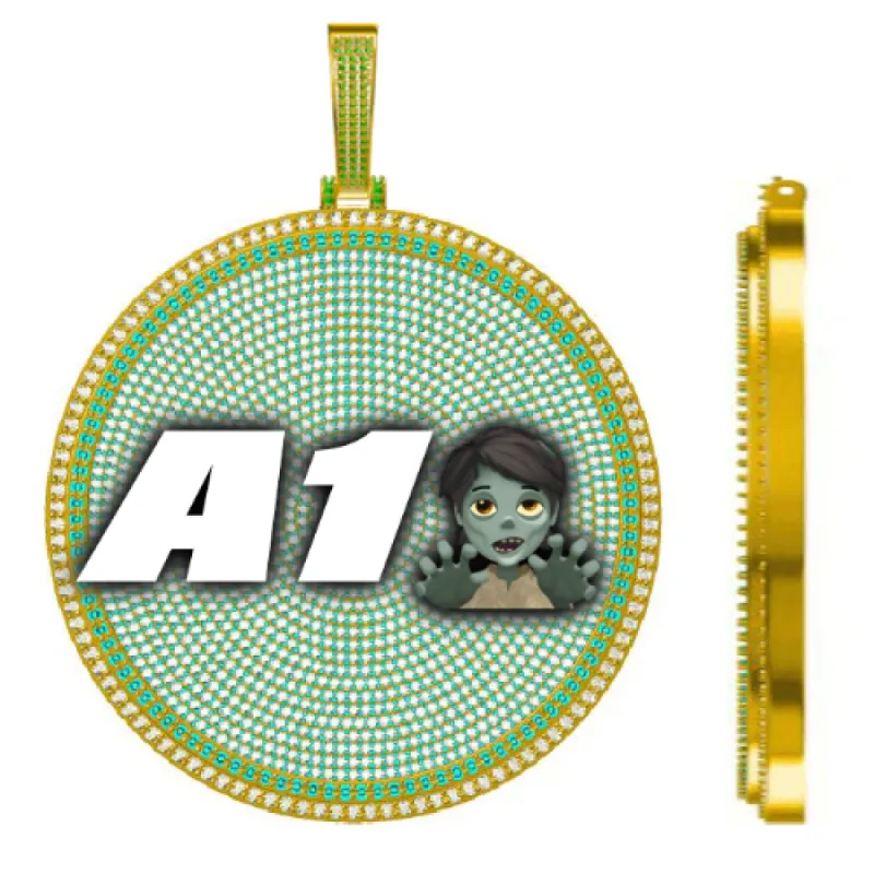 CUSTOM LETTER NECKLACE 3D BIG DISC sold by The GUU Shop