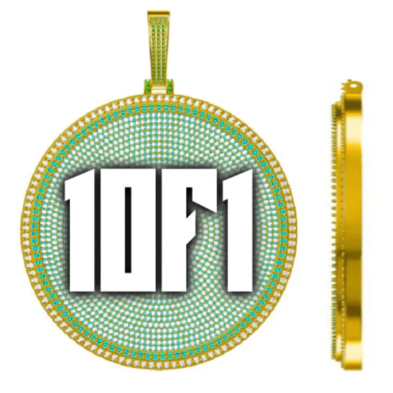 CUSTOM LETTER NECKLACE 3D BIG DISC sold by The GUU Shop