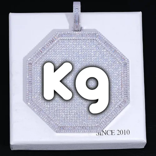 CUSTOM LETTER NECKLACE 3D BIG OCTAGON sold by The GUU Shop