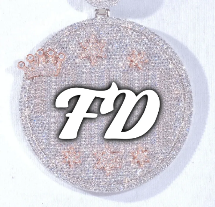 CUSTOM LETTER NECKLACE 3D BIG CROWN DISC sold by The GUU Shop