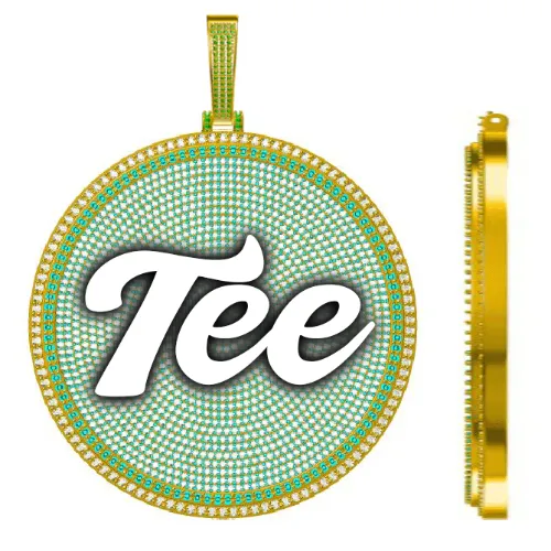 CUSTOM LETTER NECKLACE 3D BIG DISC sold by The GUU Shop