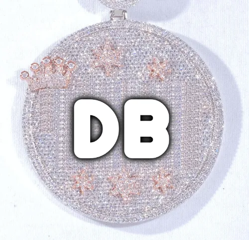 CUSTOM LETTER NECKLACE 3D BIG CROWN DISC sold by The GUU Shop