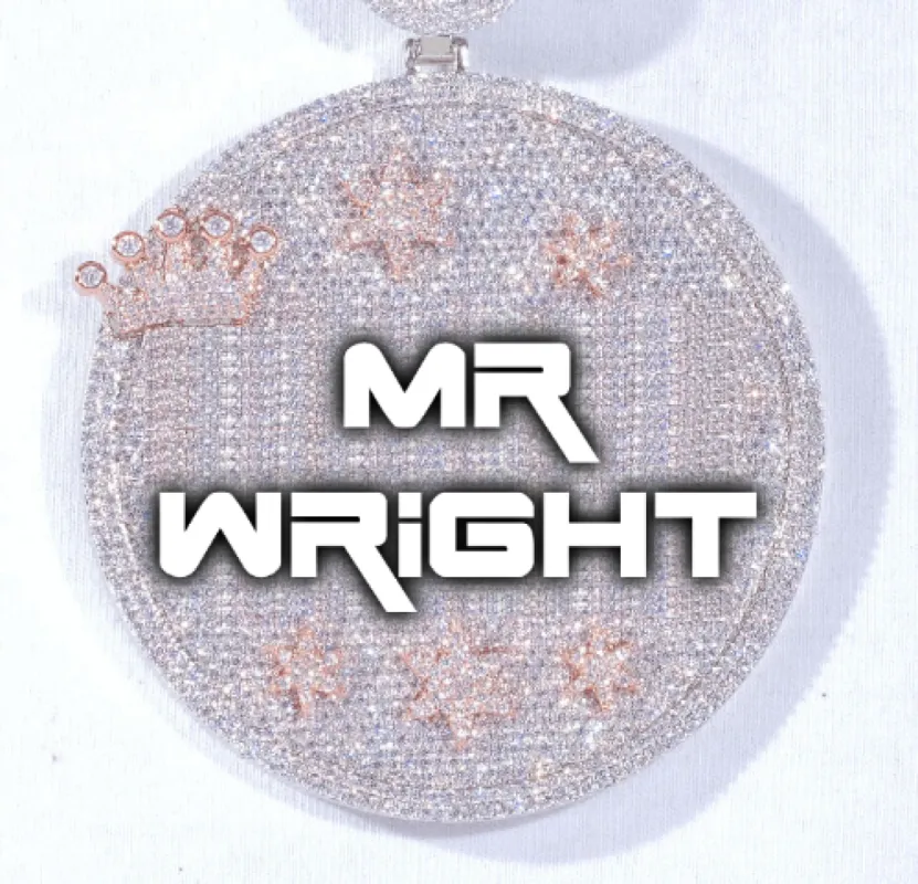 CUSTOM LETTER NECKLACE 3D BIG CROWN DISC sold by The GUU Shop