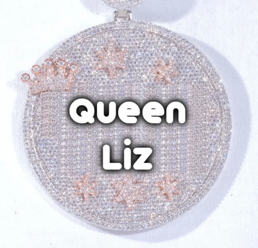 CUSTOM LETTER NECKLACE 3D BIG CROWN DISC sold by The GUU Shop