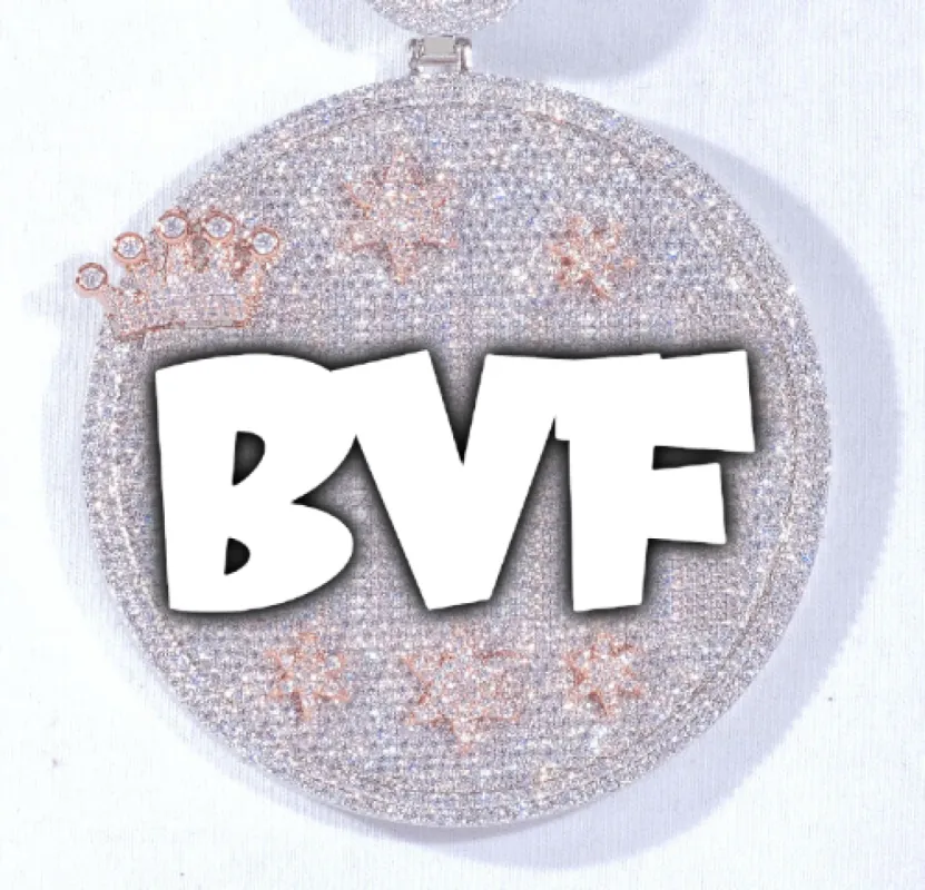 CUSTOM LETTER NECKLACE 3D BIG CROWN DISC sold by The GUU Shop