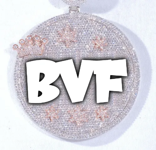 CUSTOM LETTER NECKLACE 3D BIG CROWN DISC sold by The GUU Shop