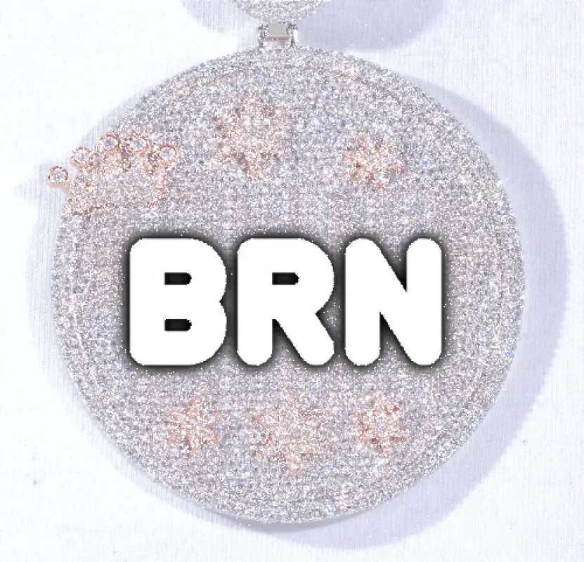 CUSTOM LETTER NECKLACE 3D BIG CROWN DISC sold by The GUU Shop