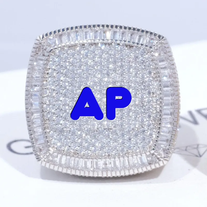 CUSTOM LETTER 3D ICED RING sold by The GUU Shop