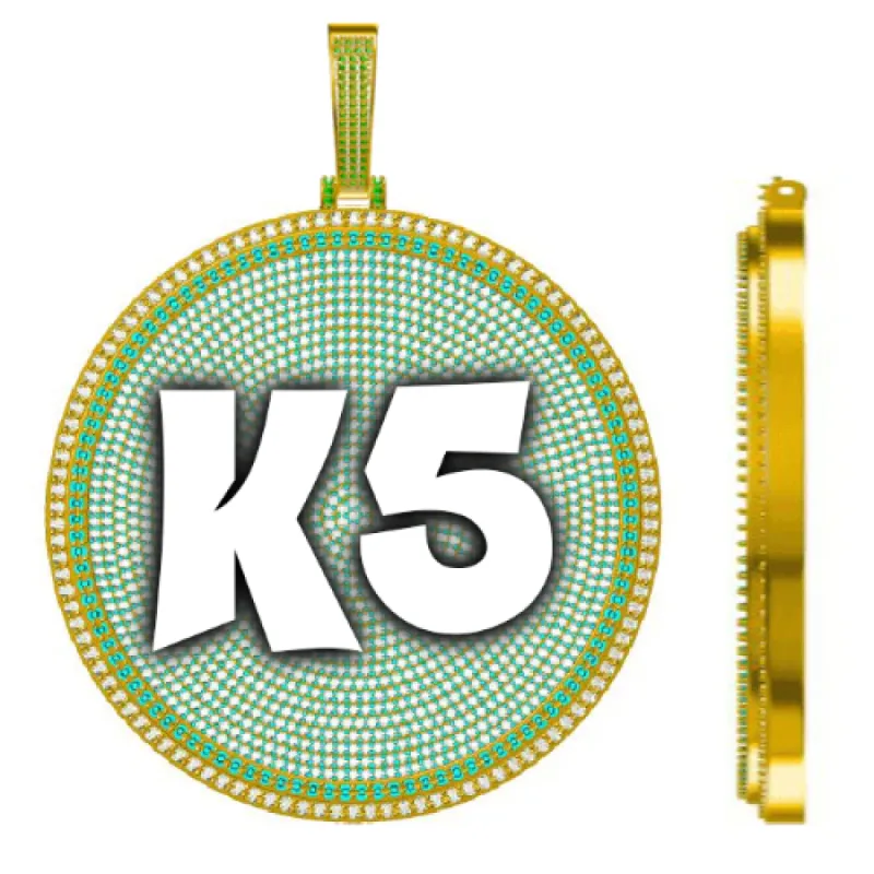 CUSTOM LETTER NECKLACE 3D BIG DISC sold by The GUU Shop