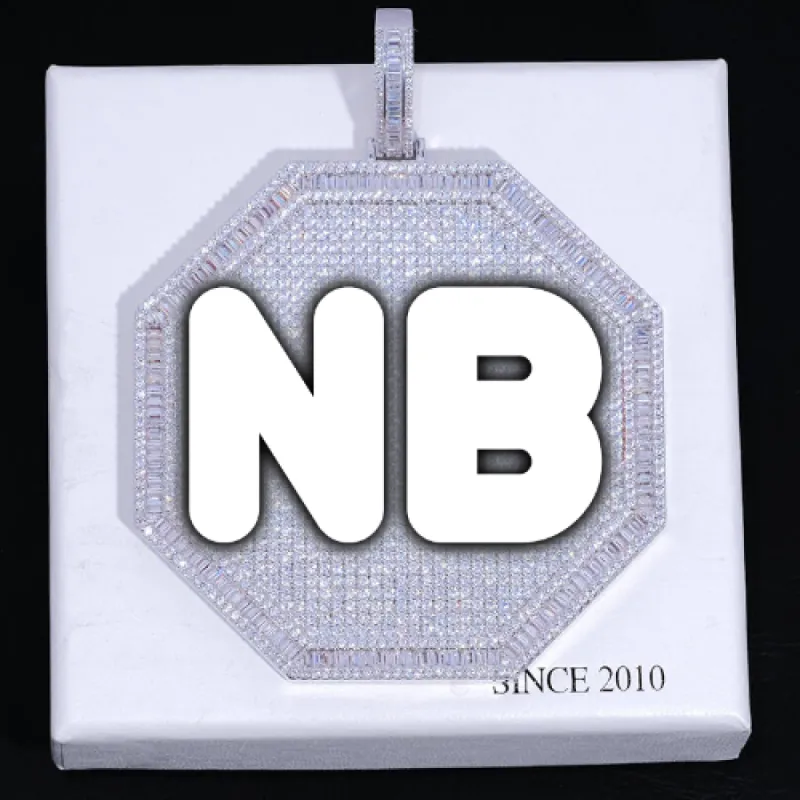 CUSTOM LETTER NECKLACE 3D BIG OCTAGON sold by The GUU Shop