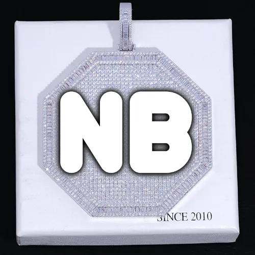 CUSTOM LETTER NECKLACE 3D BIG OCTAGON sold by The GUU Shop