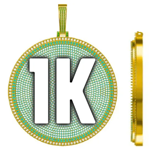 CUSTOM LETTER NECKLACE 3D BIG DISC sold by The GUU Shop