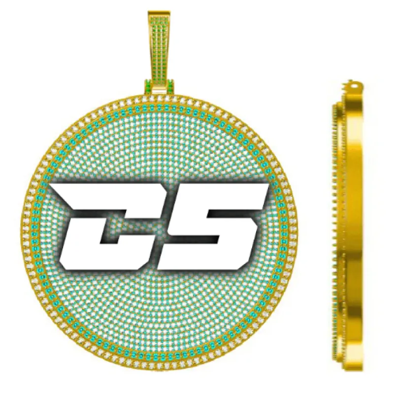 CUSTOM LETTER NECKLACE 3D BIG DISC sold by The GUU Shop