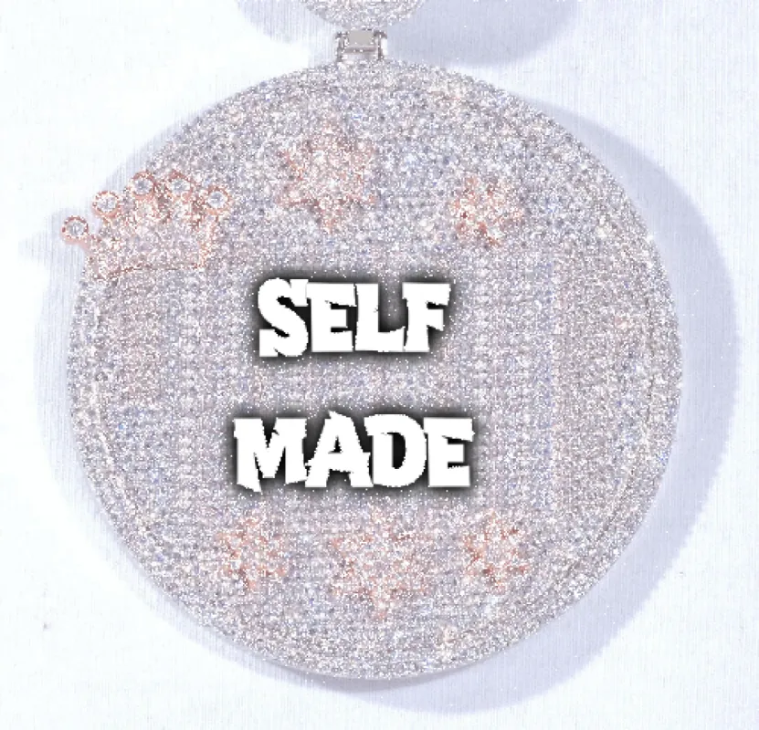 CUSTOM LETTER NECKLACE 3D BIG CROWN DISC sold by The GUU Shop