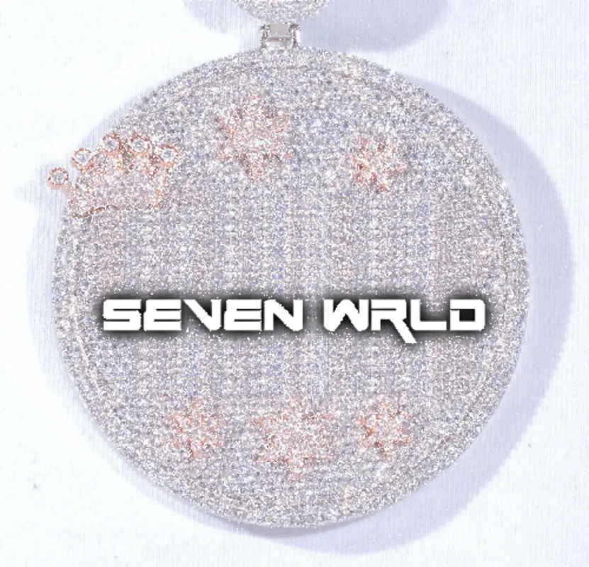 CUSTOM LETTER NECKLACE 3D BIG CROWN DISC sold by The GUU Shop