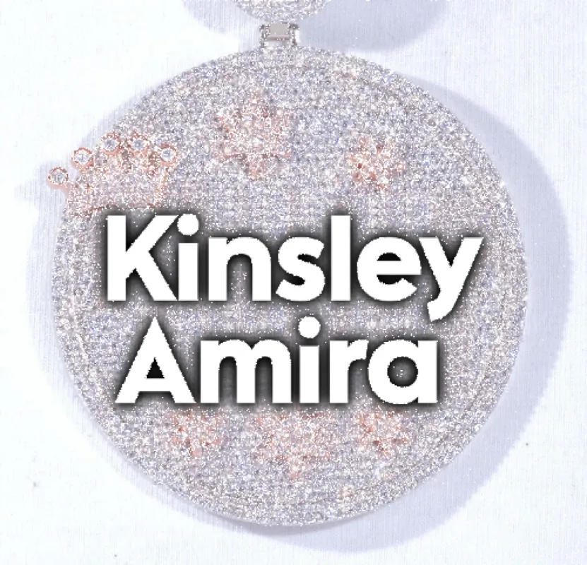 CUSTOM LETTER NECKLACE 3D BIG CROWN DISC sold by The GUU Shop