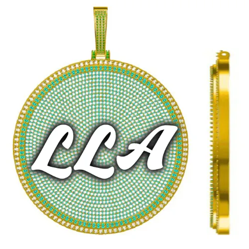 CUSTOM LETTER NECKLACE 3D BIG DISC sold by The GUU Shop