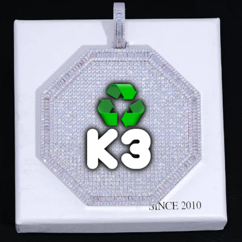 CUSTOM LETTER NECKLACE 3D BIG OCTAGON sold by The GUU Shop