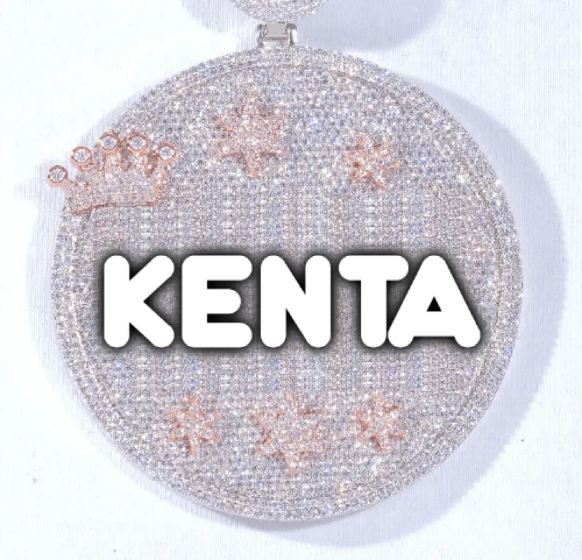 CUSTOM LETTER NECKLACE 3D BIG CROWN DISC sold by The GUU Shop