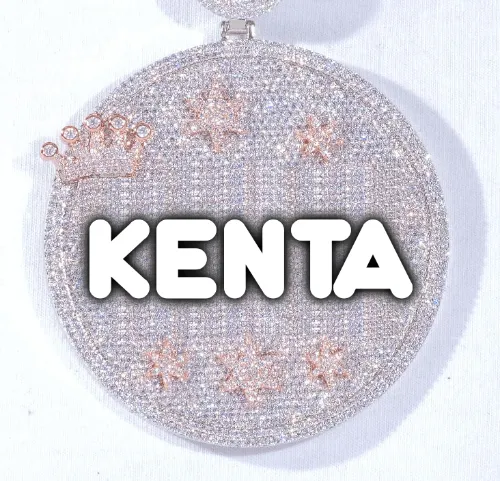 CUSTOM LETTER NECKLACE 3D BIG CROWN DISC sold by The GUU Shop