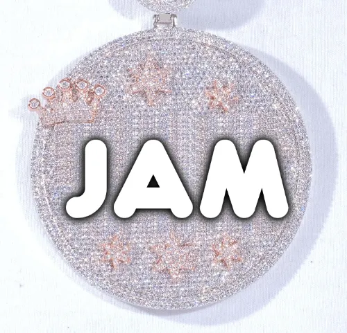 CUSTOM LETTER NECKLACE 3D BIG CROWN DISC sold by The GUU Shop