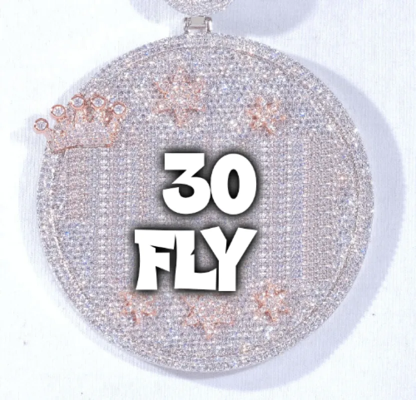 CUSTOM LETTER NECKLACE 3D BIG CROWN DISC sold by The GUU Shop