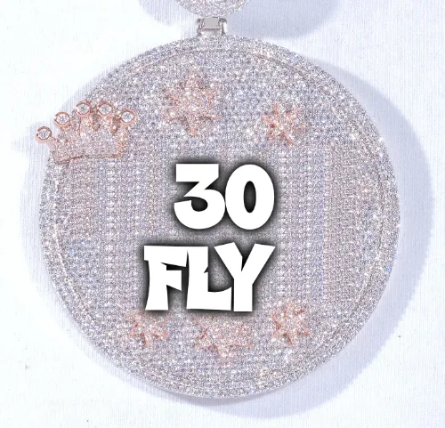 CUSTOM LETTER NECKLACE 3D BIG CROWN DISC sold by The GUU Shop