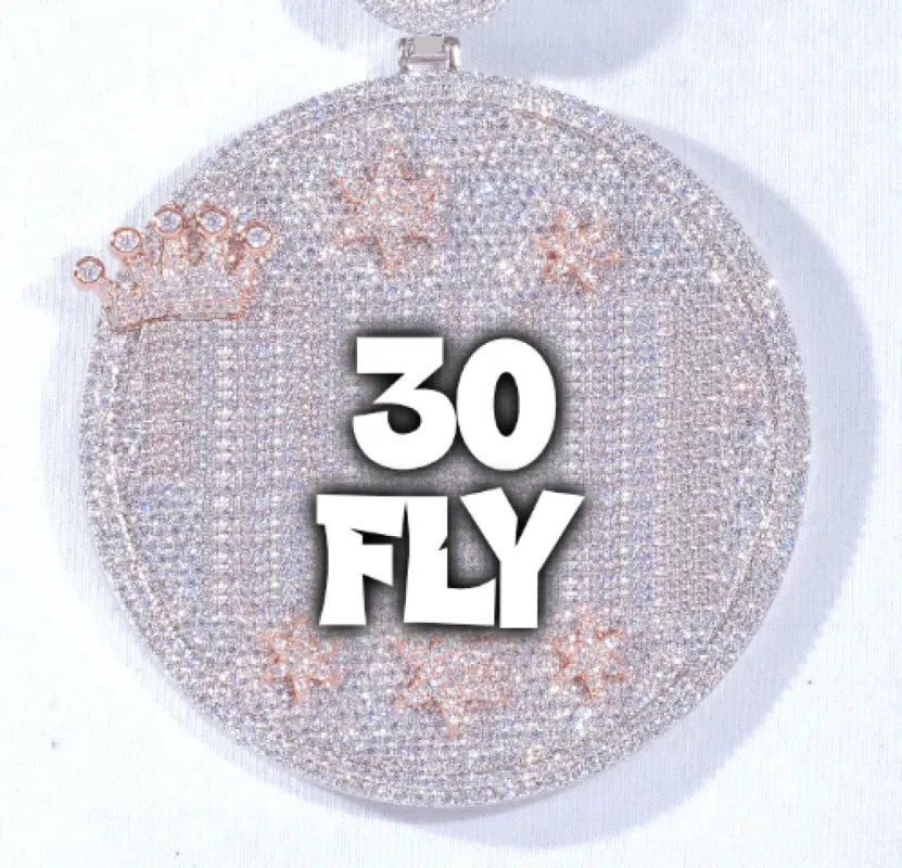 CUSTOM LETTER NECKLACE 3D BIG CROWN DISC sold by The GUU Shop