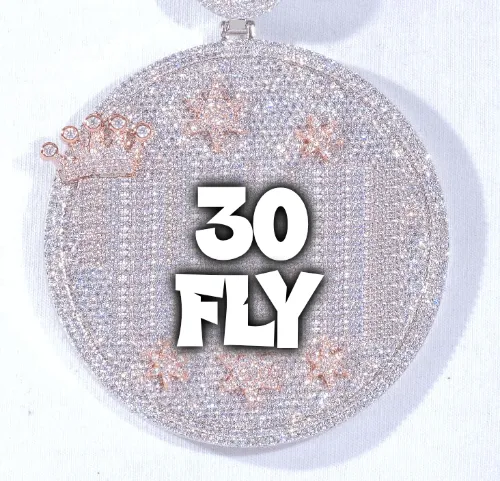 CUSTOM LETTER NECKLACE 3D BIG CROWN DISC sold by The GUU Shop