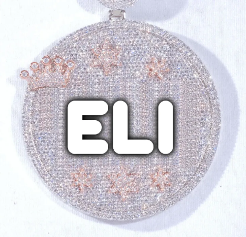 CUSTOM LETTER NECKLACE 3D BIG CROWN DISC sold by The GUU Shop