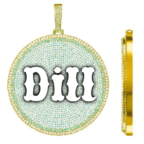 CUSTOM LETTER NECKLACE 3D BIG DISC sold by The GUU Shop