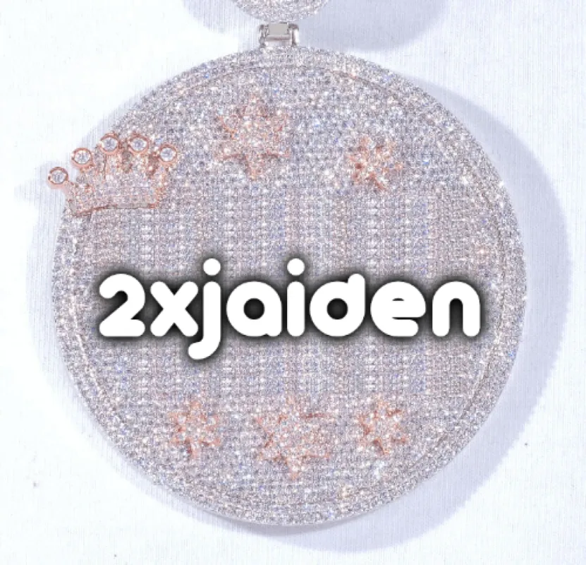 CUSTOM LETTER NECKLACE 3D BIG CROWN DISC sold by The GUU Shop