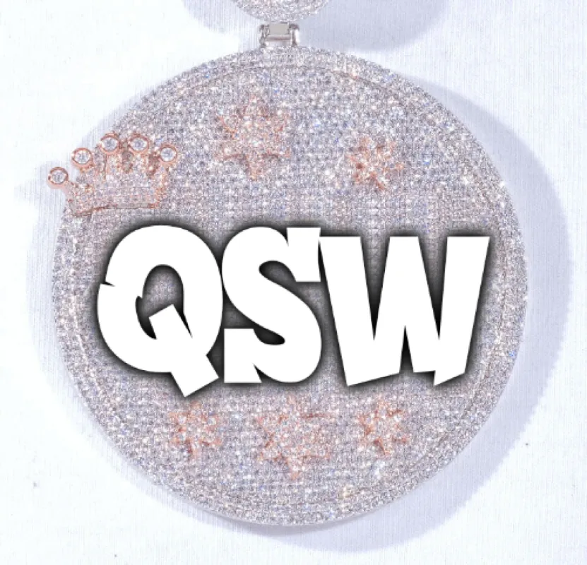 CUSTOM LETTER NECKLACE 3D BIG CROWN DISC sold by The GUU Shop