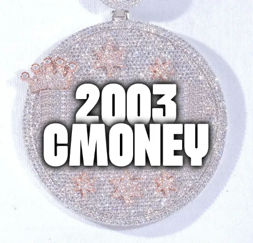 CUSTOM LETTER NECKLACE 3D BIG CROWN DISC sold by The GUU Shop