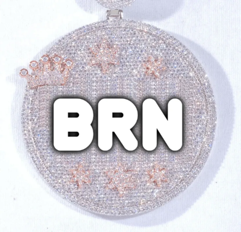 CUSTOM LETTER NECKLACE 3D BIG CROWN DISC sold by The GUU Shop