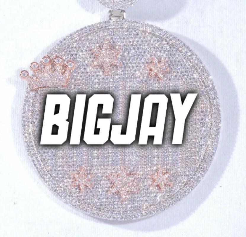 CUSTOM LETTER NECKLACE 3D BIG CROWN DISC sold by The GUU Shop