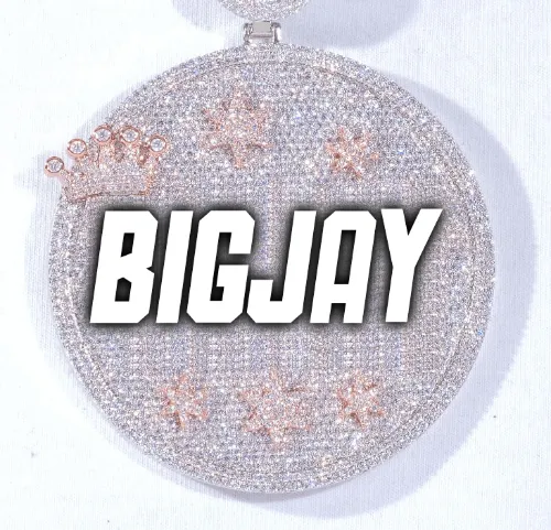 CUSTOM LETTER NECKLACE 3D BIG CROWN DISC sold by The GUU Shop