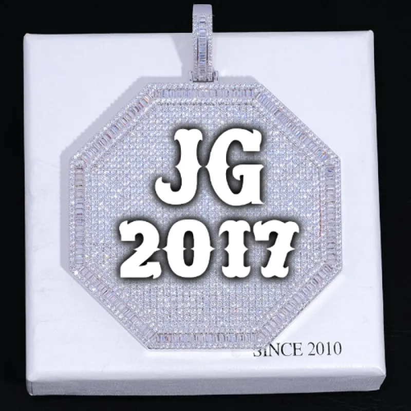 CUSTOM LETTER NECKLACE 3D BIG OCTAGON sold by The GUU Shop