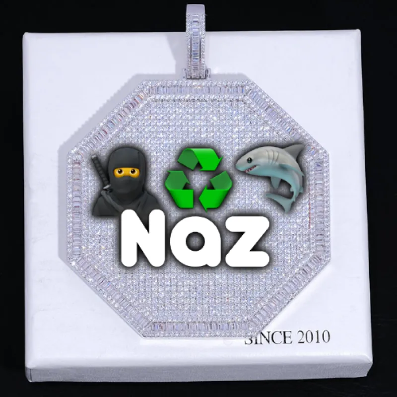 CUSTOM LETTER NECKLACE 3D BIG OCTAGON sold by The GUU Shop