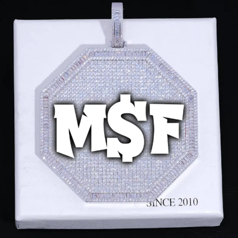 CUSTOM LETTER NECKLACE 3D BIG OCTAGON sold by The GUU Shop