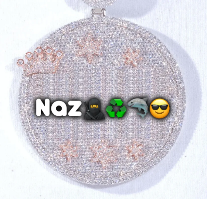 CUSTOM LETTER NECKLACE 3D BIG CROWN DISC sold by The GUU Shop