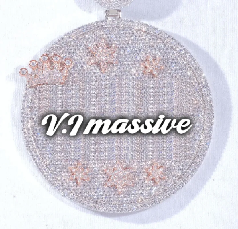 CUSTOM LETTER NECKLACE 3D BIG CROWN DISC sold by The GUU Shop