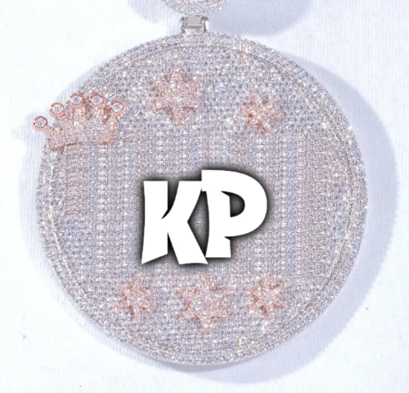 CUSTOM LETTER NECKLACE 3D BIG CROWN DISC sold by The GUU Shop