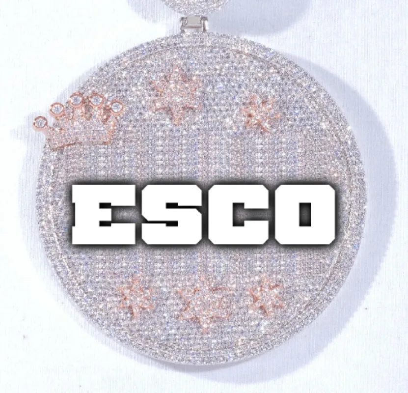 CUSTOM LETTER NECKLACE 3D BIG CROWN DISC sold by The GUU Shop