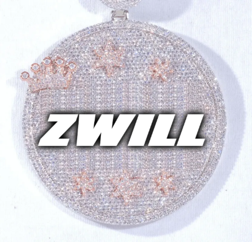 CUSTOM LETTER NECKLACE 3D BIG CROWN DISC sold by The GUU Shop