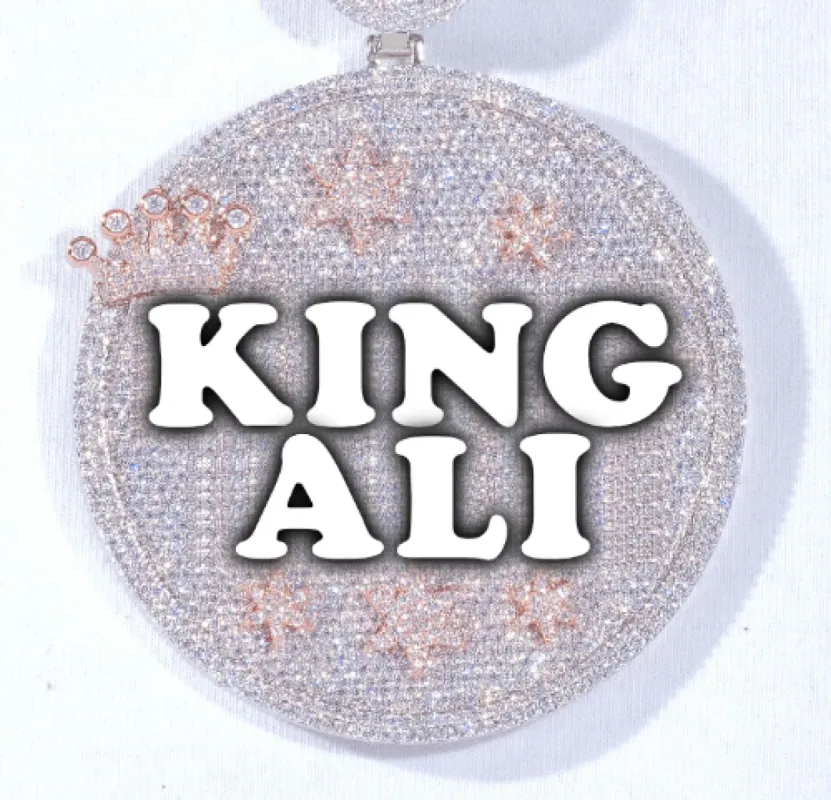 CUSTOM LETTER NECKLACE 3D BIG CROWN DISC sold by The GUU Shop