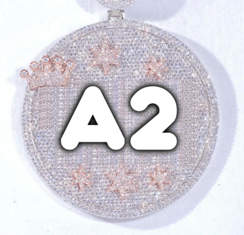 CUSTOM LETTER NECKLACE 3D BIG CROWN DISC sold by The GUU Shop